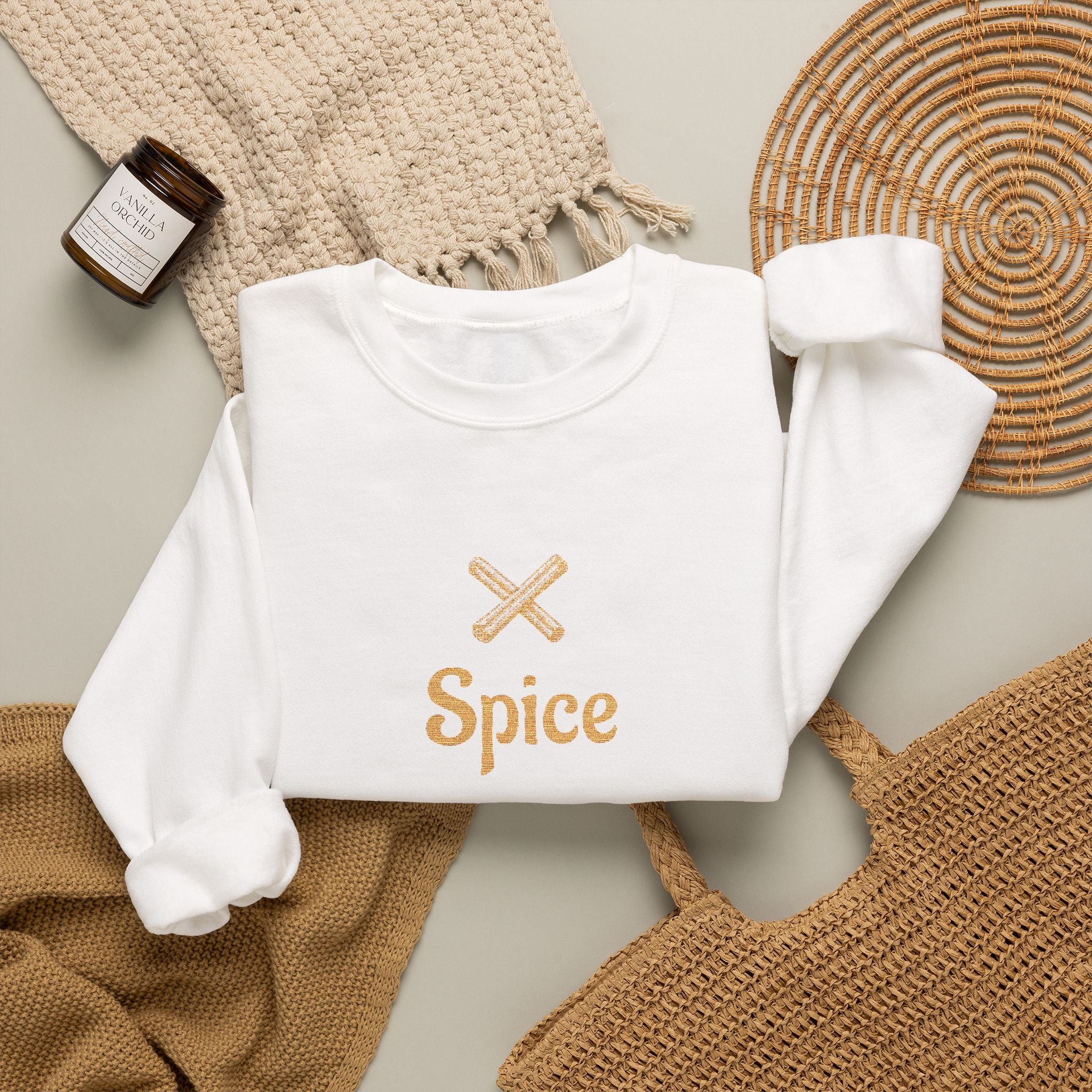 Cinnamon 'Spice' Embroidered Crewneck Sweatshirt — Matching Couples