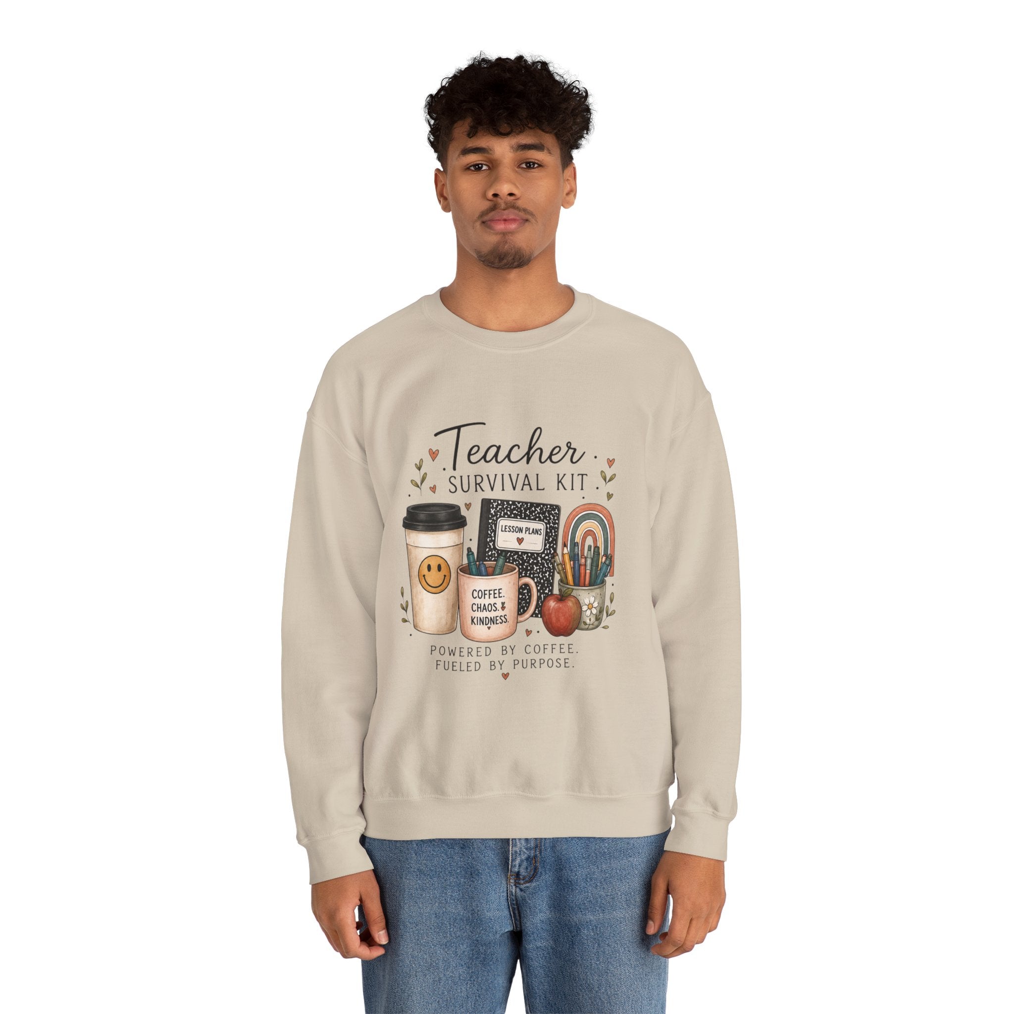 Teacher Survival Kit - Adult Crewneck Pullover Sweatshirt