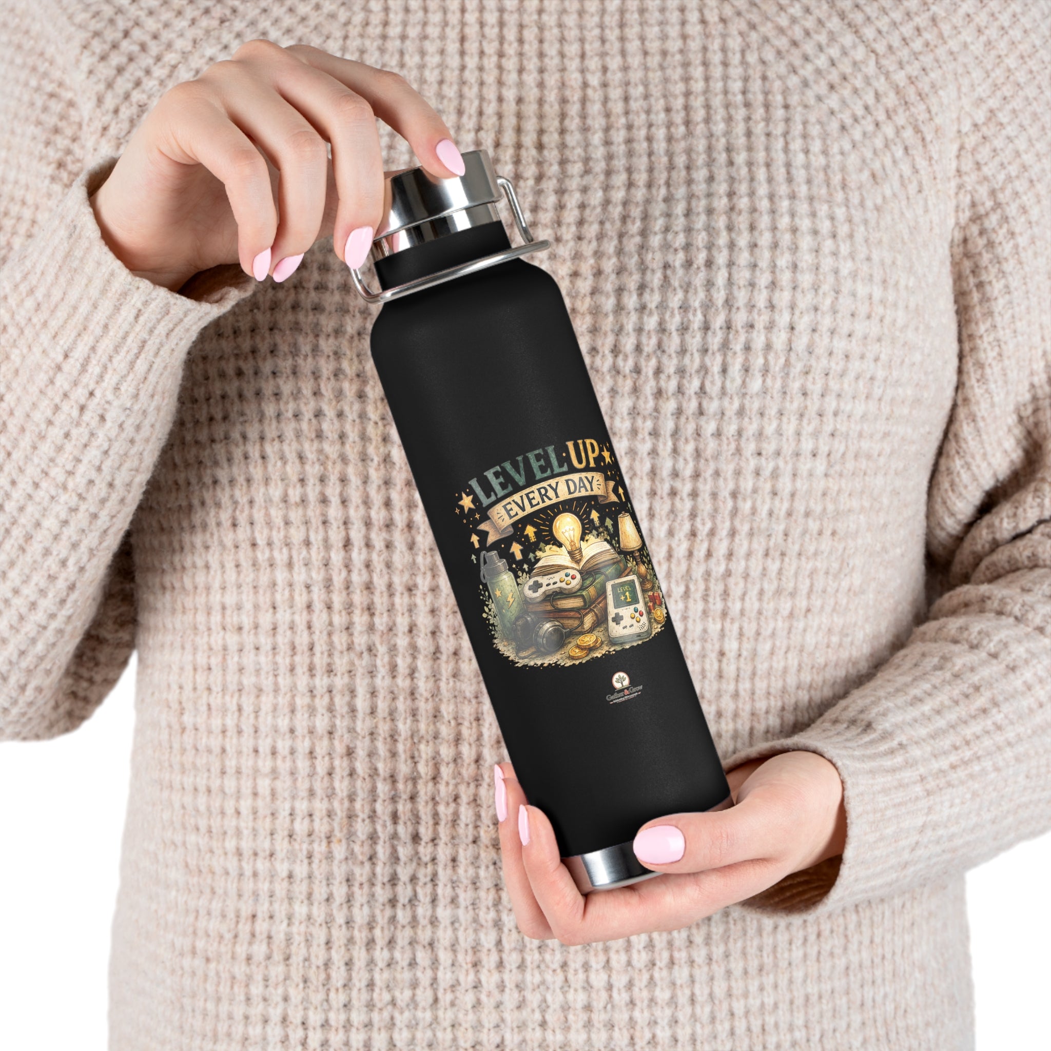 Level Up Every Day - 22oz Vacuum Insulated Water Bottle