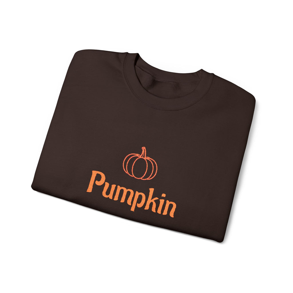 Pumpkin Embroided Crewneck Sweatshirt — Fall Couples/Matching Pullover