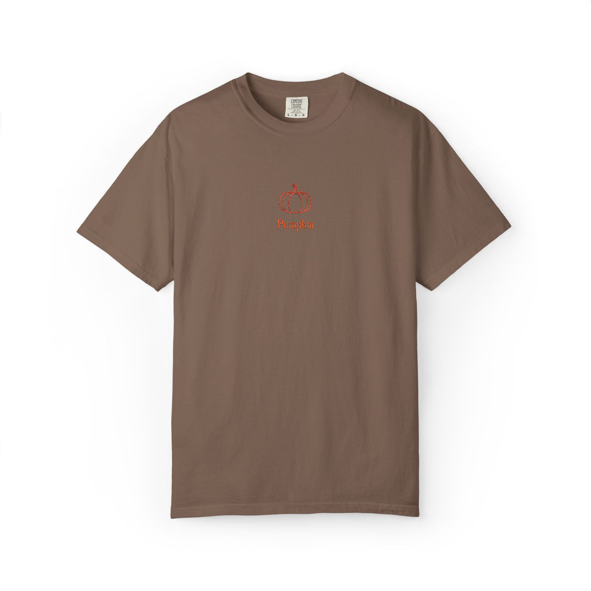 Couples Pumpkin T-Shirt — Minimal Fall Tee with Small Chest Pumpkin