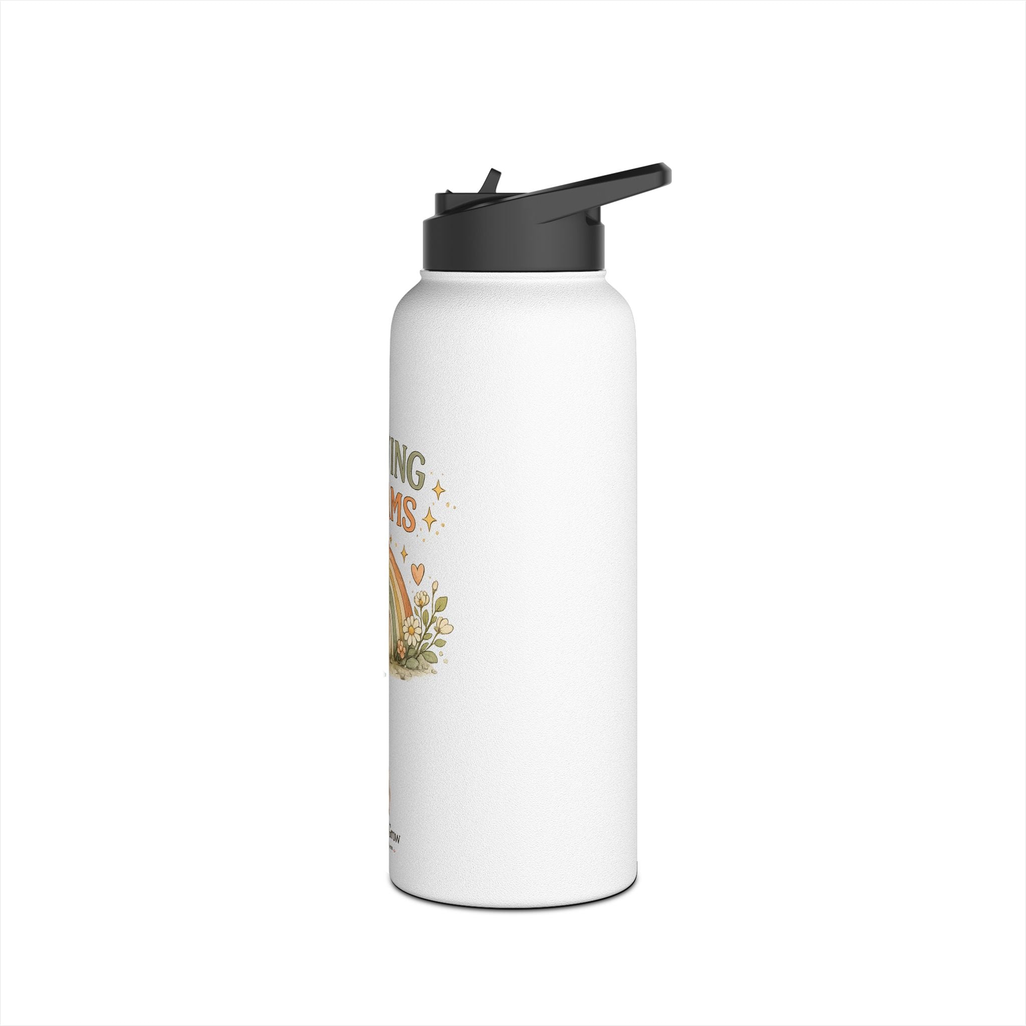 Growing Dreams Stainless Steel Water Bottle — Kids Floral Rainbow Insulated Bottle