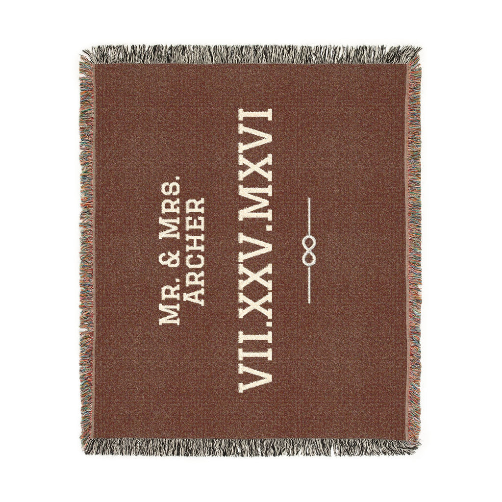 Personalized Couples Date Woven Blanket — Custom Roman Numerals