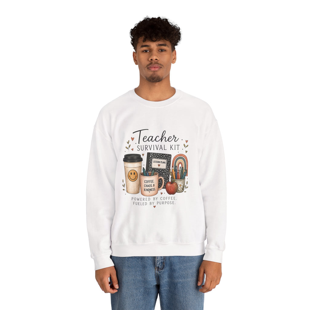 Teacher Survival Kit - Adult Crewneck Pullover Sweatshirt