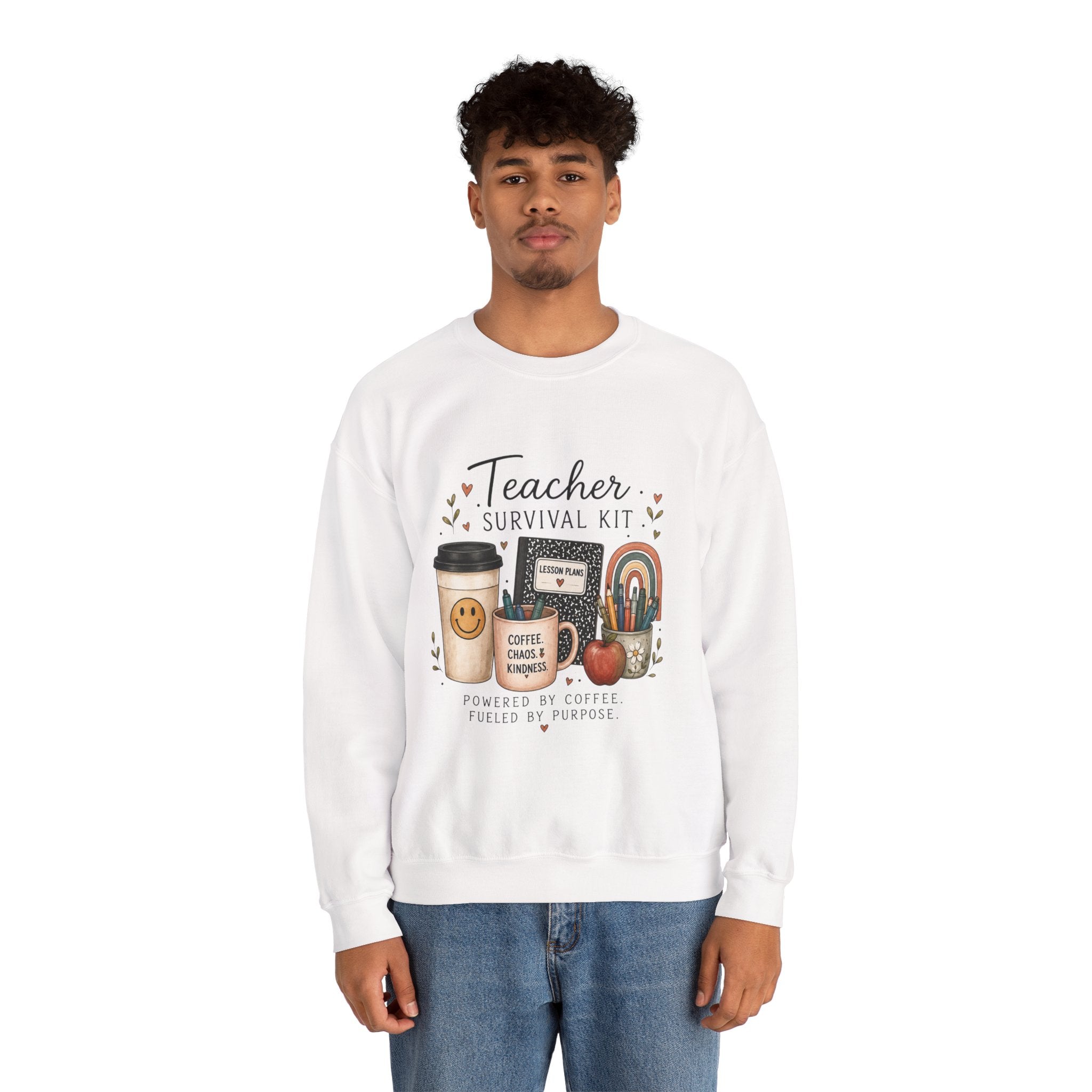 Teacher Survival Kit - Adult Crewneck Pullover Sweatshirt