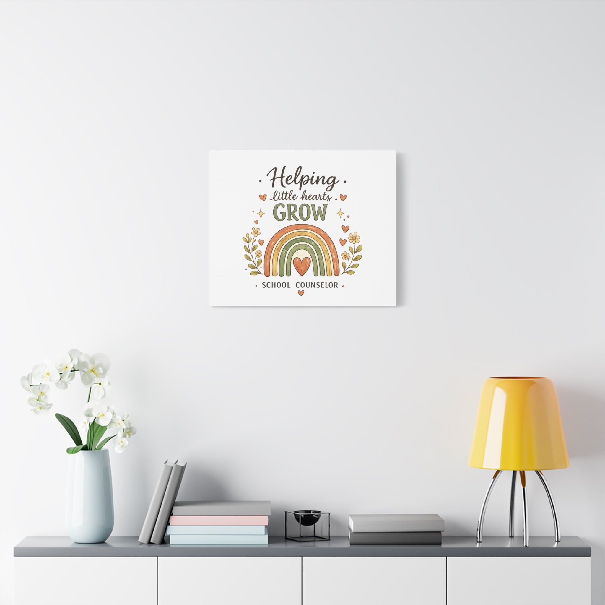 Helping Little Hearts Grow Canvas – School Counselor Decorative Wall Art