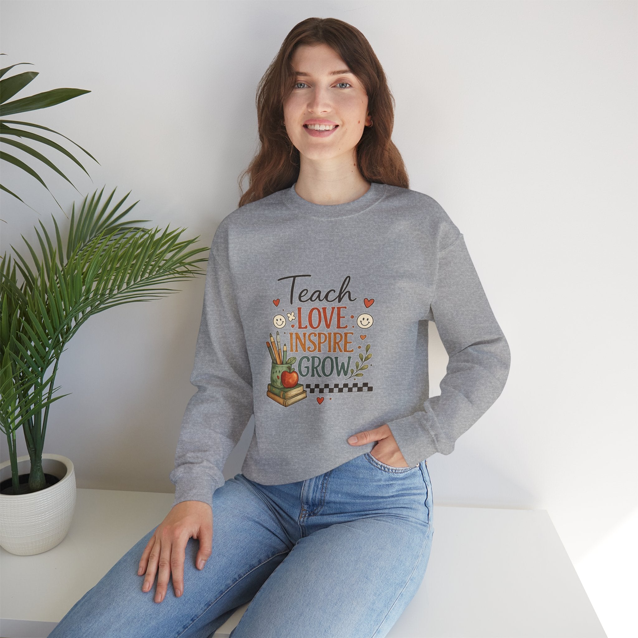 Teach Love Inspire Grow - Adult Crewneck Pullover Sweatshirt