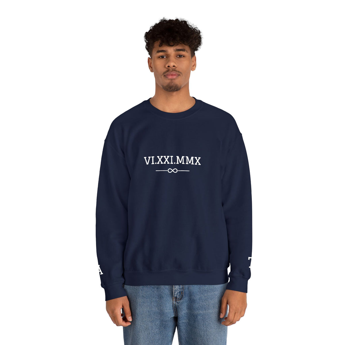 Roman Numeral Date Couples Crewneck Sweatshirt — Personalized Anniversary/Special Date