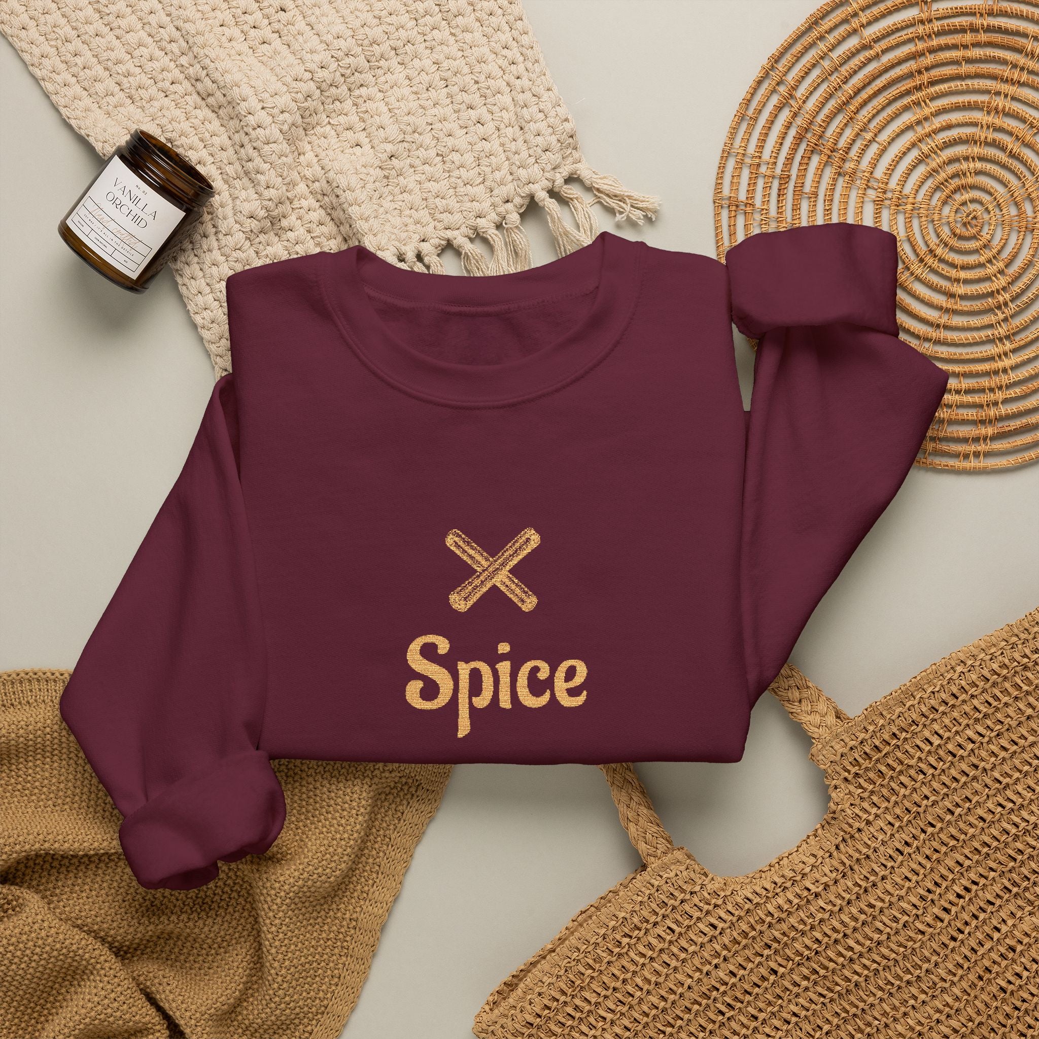 Cinnamon 'Spice' Embroidered Crewneck Sweatshirt — Matching Couples
