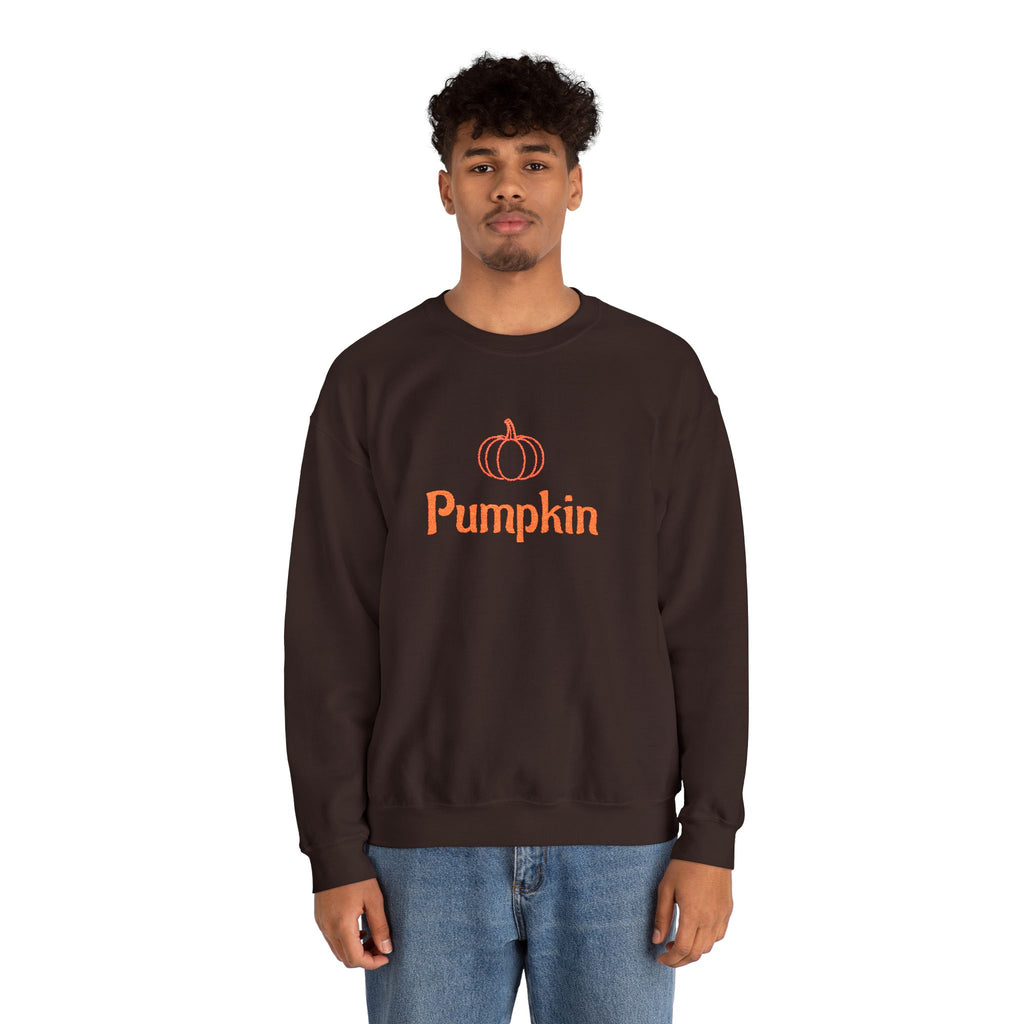 Pumpkin Embroided Crewneck Sweatshirt — Fall Couples/Matching Pullover