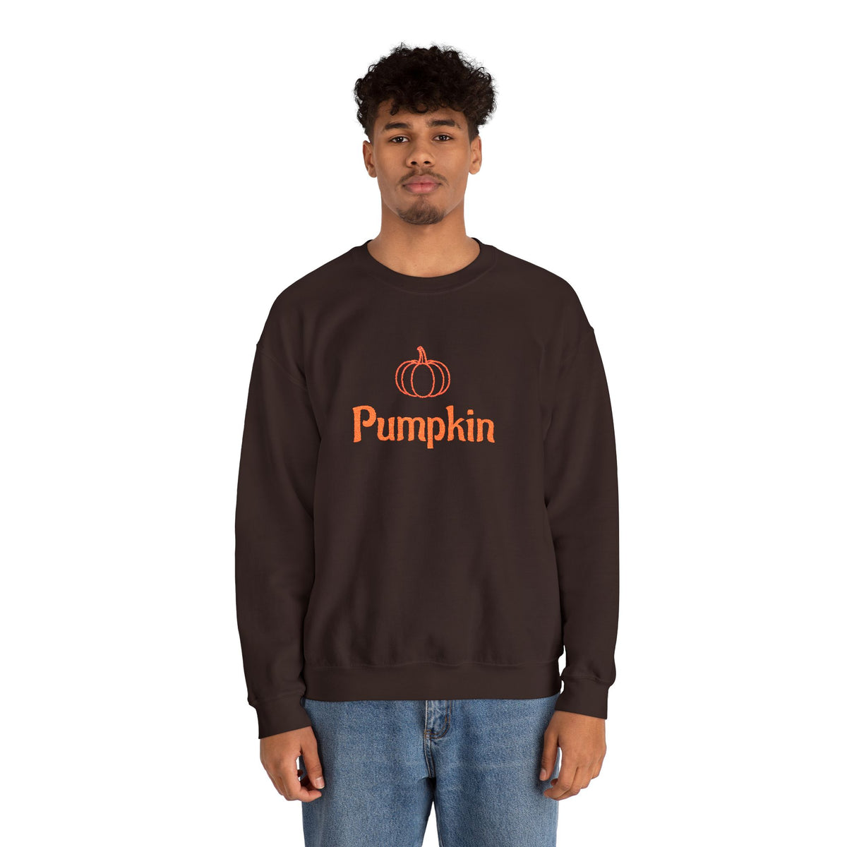 Pumpkin Embroided Crewneck Sweatshirt — Fall Couples/Matching Pullover