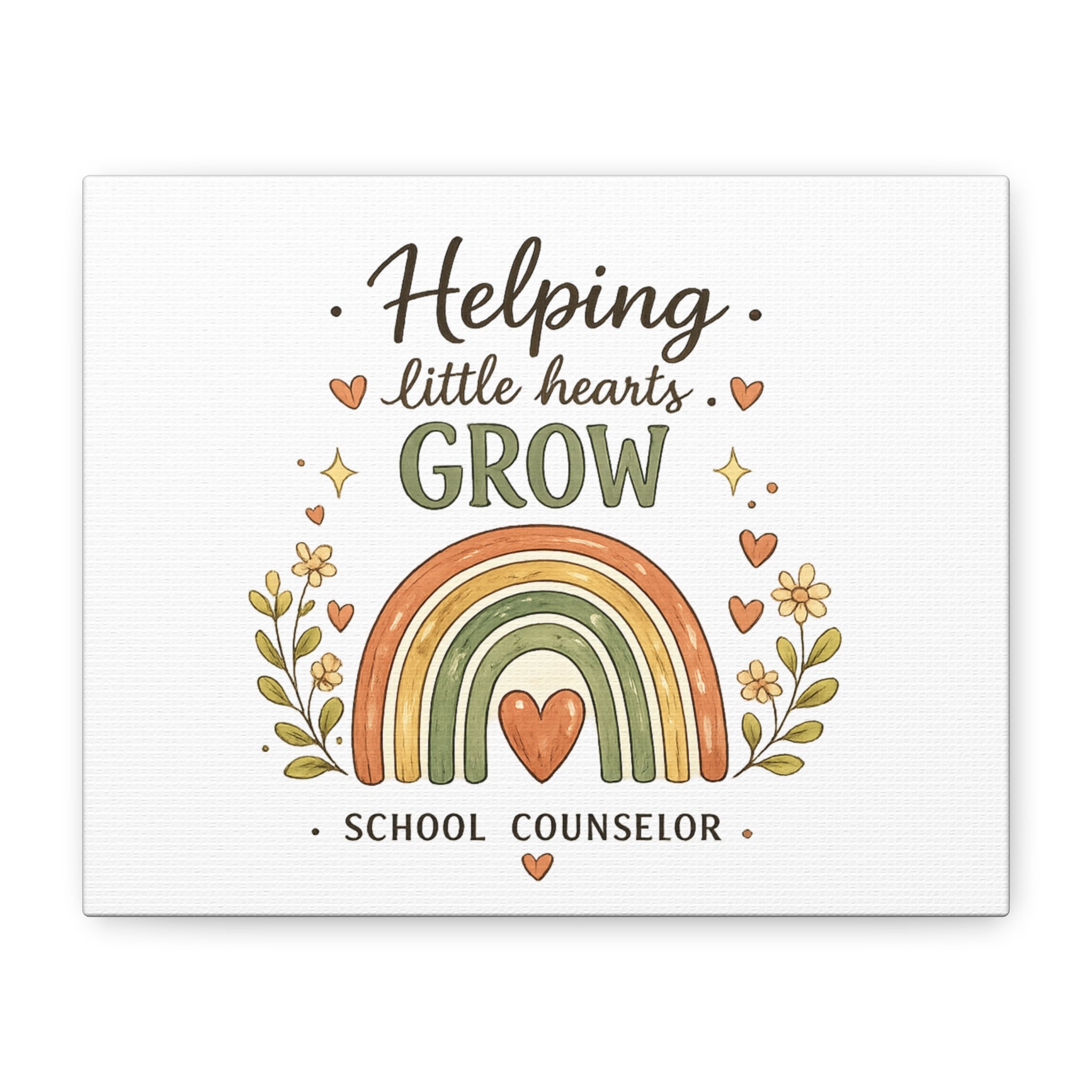 Helping Little Hearts Grow Canvas – School Counselor Decorative Wall Art