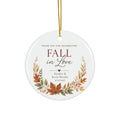 Fall in Love Ceramic Ornament — Personalized Autumn Wedding Favor