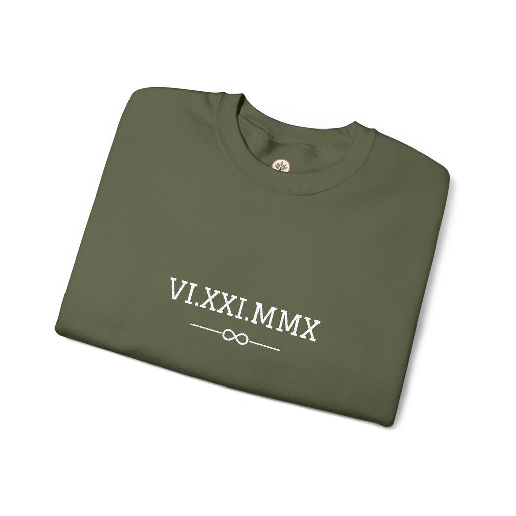 Roman Numeral Date Couples Crewneck Sweatshirt — Personalized Anniversary/Special Date