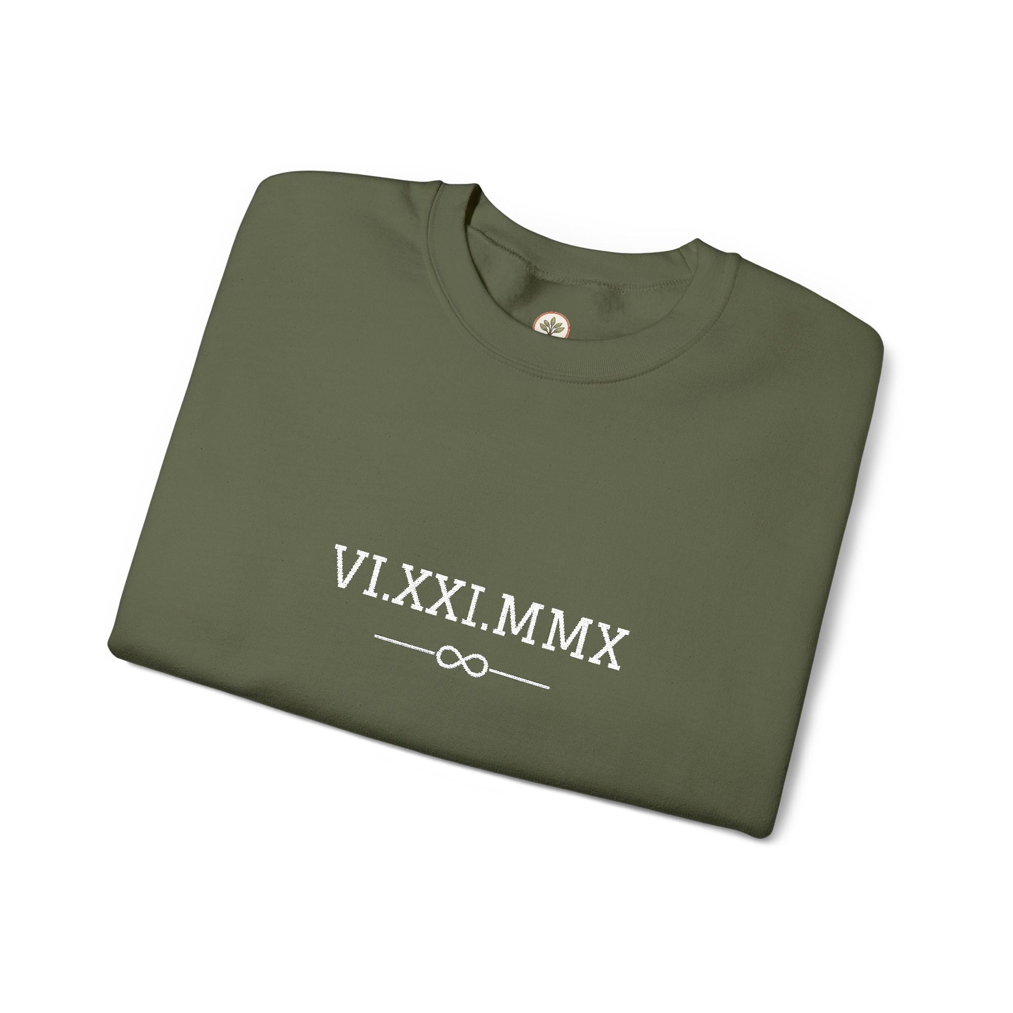 Roman Numeral Date Couples Crewneck Sweatshirt — Personalized Anniversary/Special Date