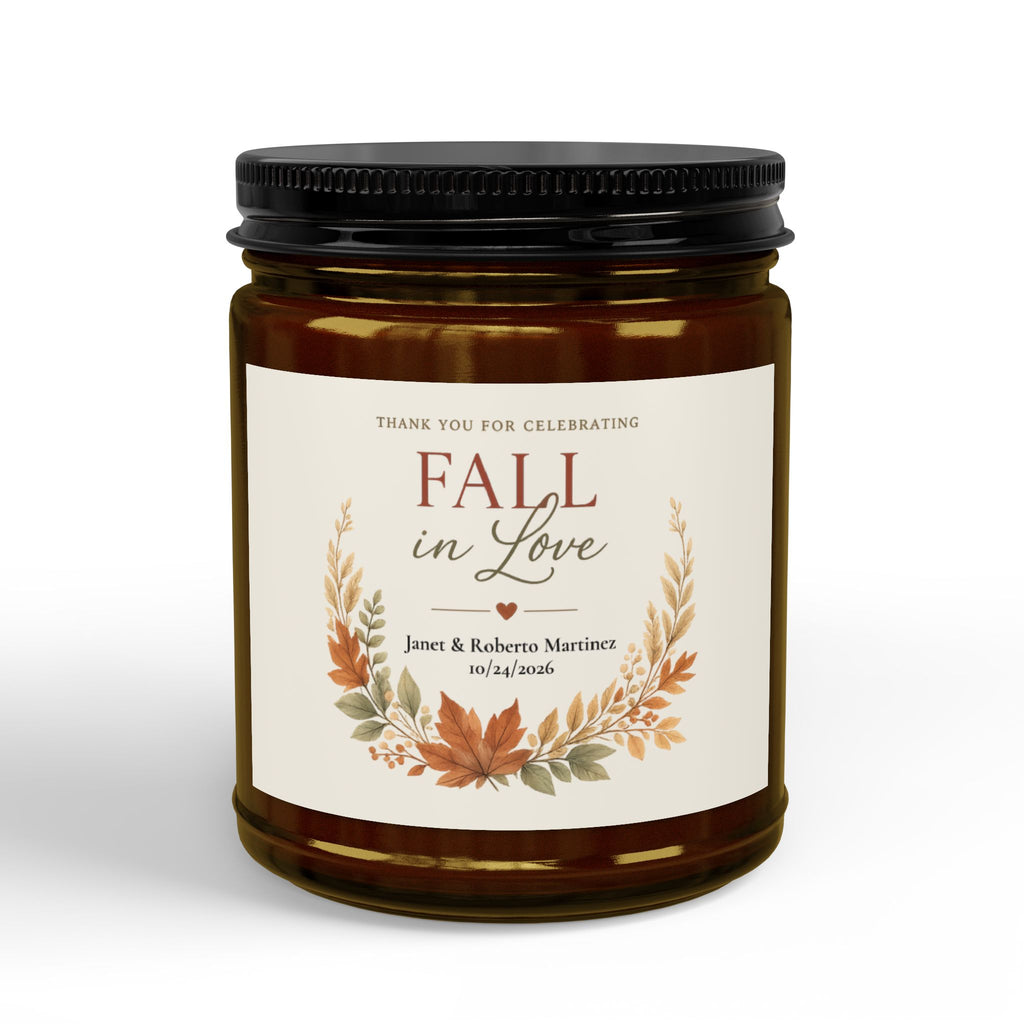 Fall in Love Scented Soy Candle (4oz & 9oz) — Amber or Clear Jar with Black Lid
