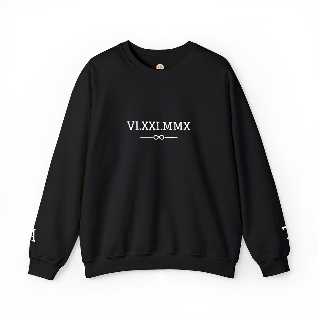 Roman Numeral Date Couples Crewneck Sweatshirt — Personalized Anniversary/Special Date