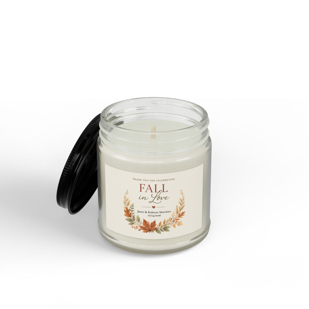 Fall in Love Scented Soy Candle (4oz & 9oz) — Amber or Clear Jar with Black Lid